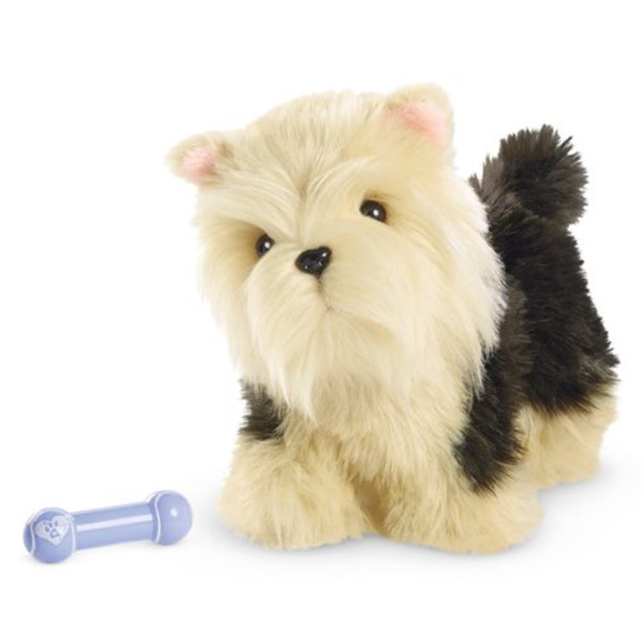 American Girl Doll TERRIER PUPPY DOG + BONE Toy Pet Plush Yorkie Yorkshire BAG! - Picture 3 of 5